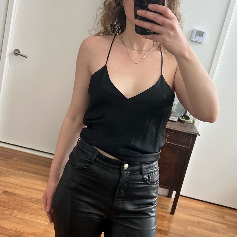 Vintage Black Silk Tank Top